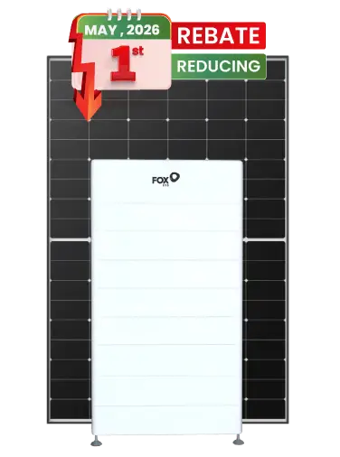Solar panel with a white solar inverter mounted in front