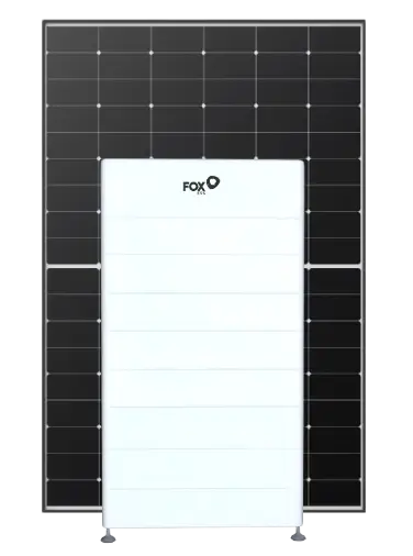 Solar panel with a white solar inverter mounted in front